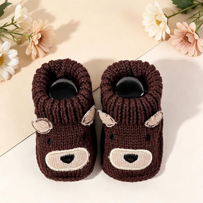 Newborn Baby Boy Girl Knit Booties Soft Sole Non-Slip First Walking Shoes | - Image 3