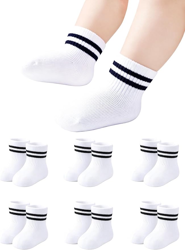 Newborn Socks 0-3 Months Preemie Infant Cotton Terry Ankle Socks 6 Pairs by Miniangel