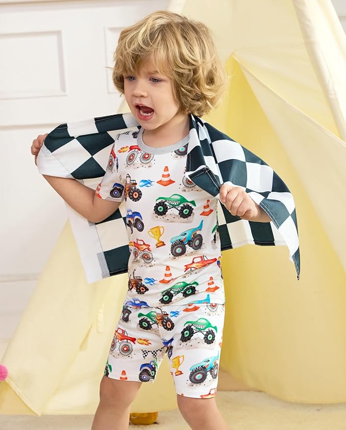 babee Reshinee Bamboo Viscose Toddler Boys Pajamas Set, Short Sleeve Kids - Image 3