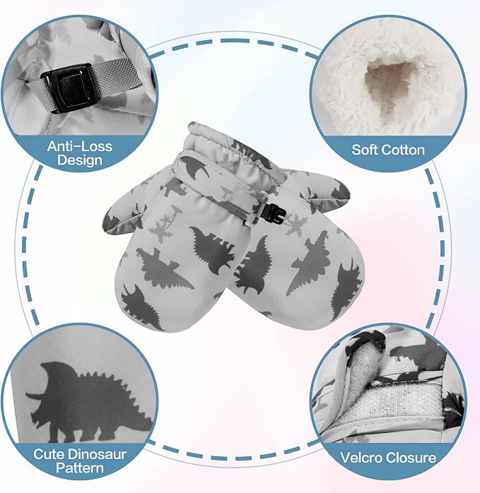 Toddler Mittens Lined Fleece Snow Gloves - Image 2