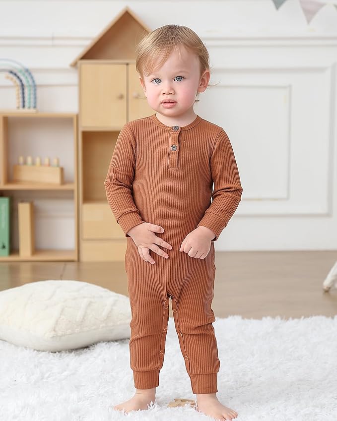 Bafeicao Baby Boy Girl 2/3 Pack Solid Romper Ribbed Short/Long Sleeve | - Image 2