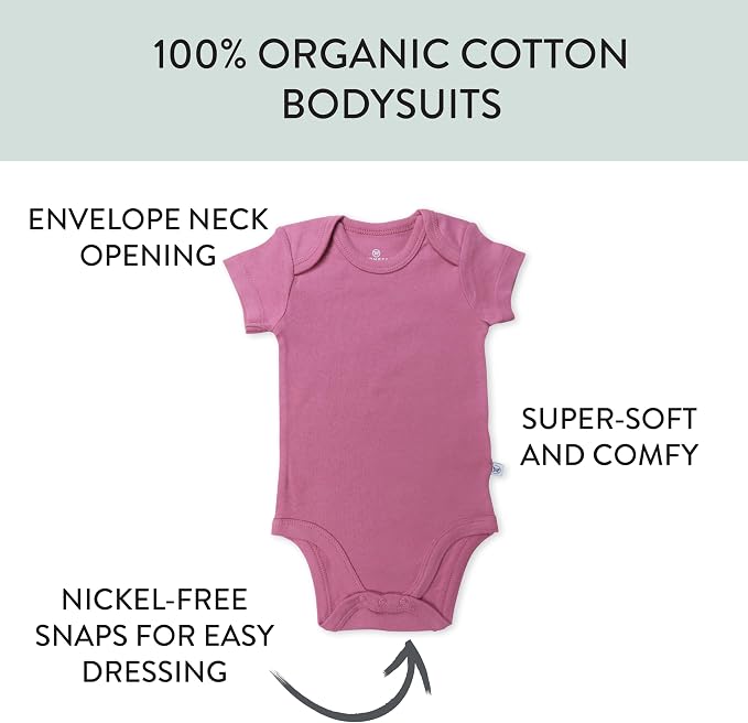 HonestBaby baby-girls 5-pack Short Sleeve Bodysuits One-piece 100% Organic - Image 2