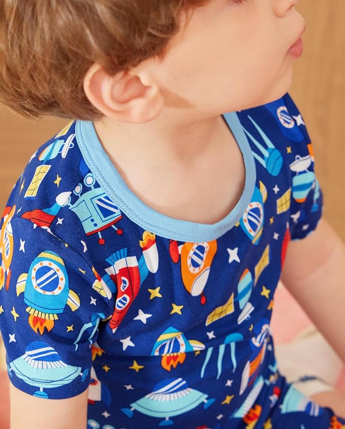 babee Reshinee Bamboo Viscose Toddler Boys Pajamas Set, Short Sleeve Kids - Image 5