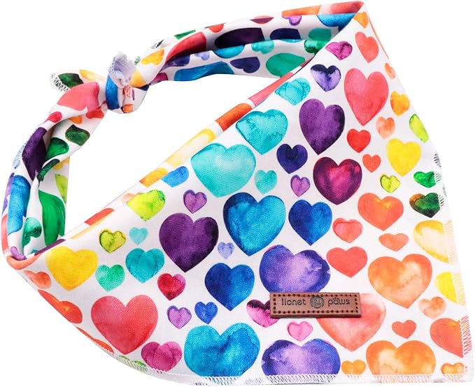 Lionet Paws Valentine's Dog Bandana, Fabric Love Dogs Kerchief - Image 7