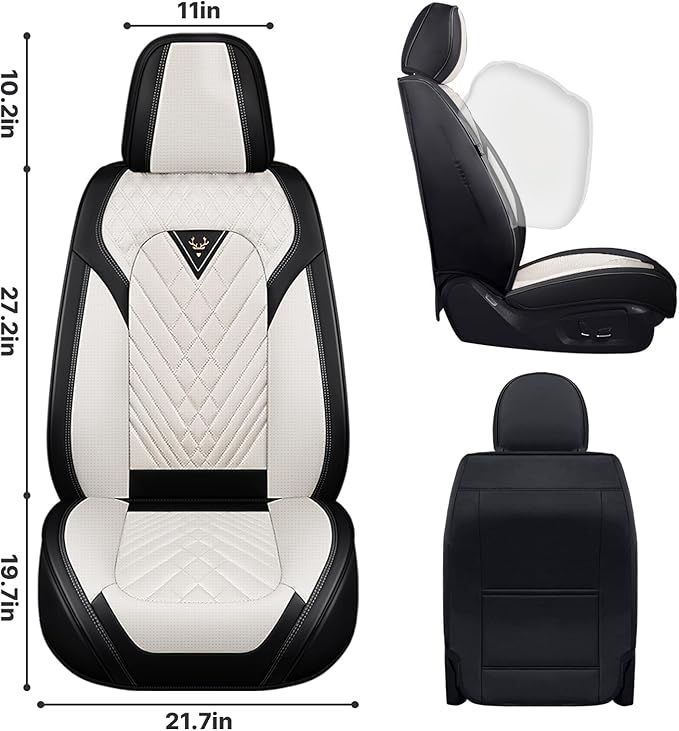 Car Seat Covers,Waterproof Faux Leather Automotive Comfortable Seat Covers Full Set for Cars SUV Truck Sedan,Universal Anti-Slip Seat Protector Breathable Seat Cover (5 Seat,Black&White)
