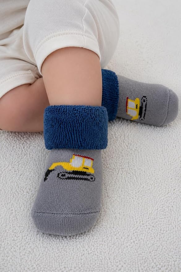 RATIVE Newborn Baby Socks 0-6, 6-12 Months Terry Turn Cuff Socks - Image 6