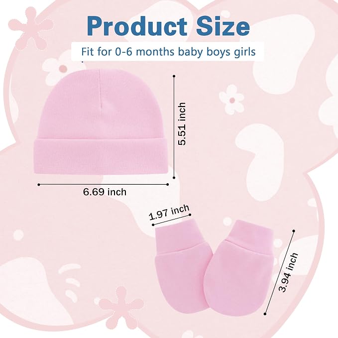 Zando Anti-Scratch Baby Hats Mittens Warm Newborn Infant Boys Girls 0-6M | - Image 5