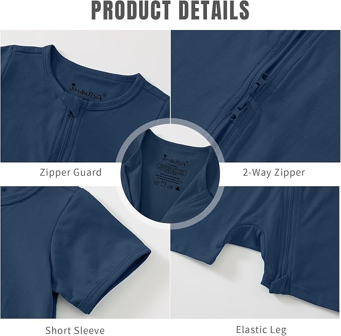Jimonda Baby Rompers Cotton Boys Girls Short Sleeve Sleepers Pajamas Pjs | Two - Image 5