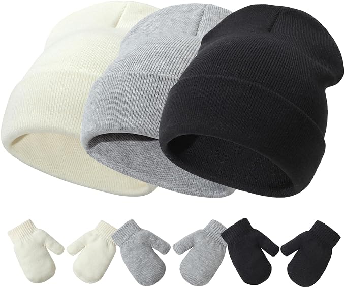 Baby Hats and Mittens Set Infant Toddler Beanie Cap Newborn Gloves by SeaZaela