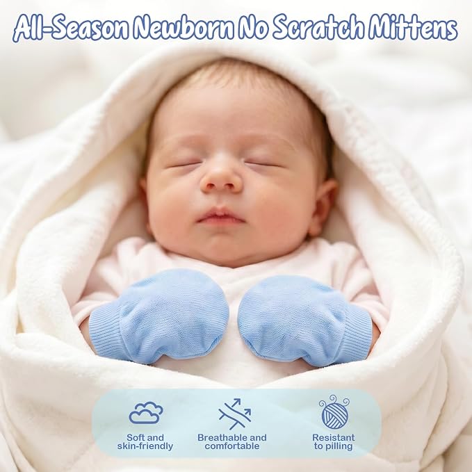 8 Pairs Baby Mittens No Scratch, Cotton Newborn Gloves Infant Mittens - Image 7