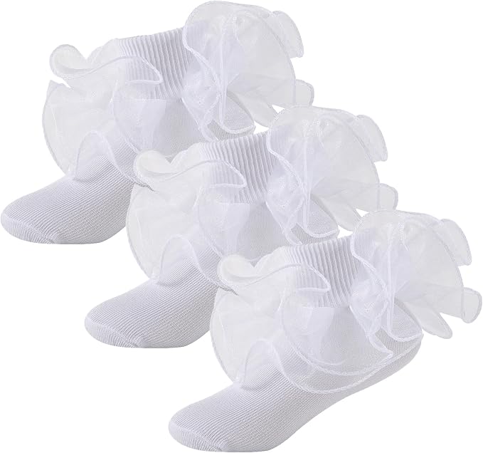 Baby Girl Ruffle Socks Cute Infant Lace Frilly Fancy Dress Socks by MKYSZLTSOCKS-EnjoyComfort
