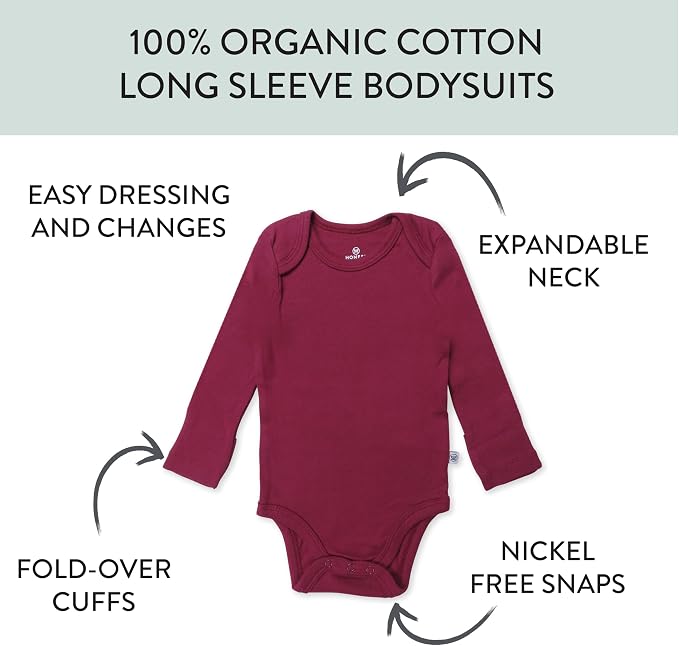 HonestBaby baby-girls 5-pack Long Sleeve Bodysuits One Piece 100% Organic Cotton - Image 2