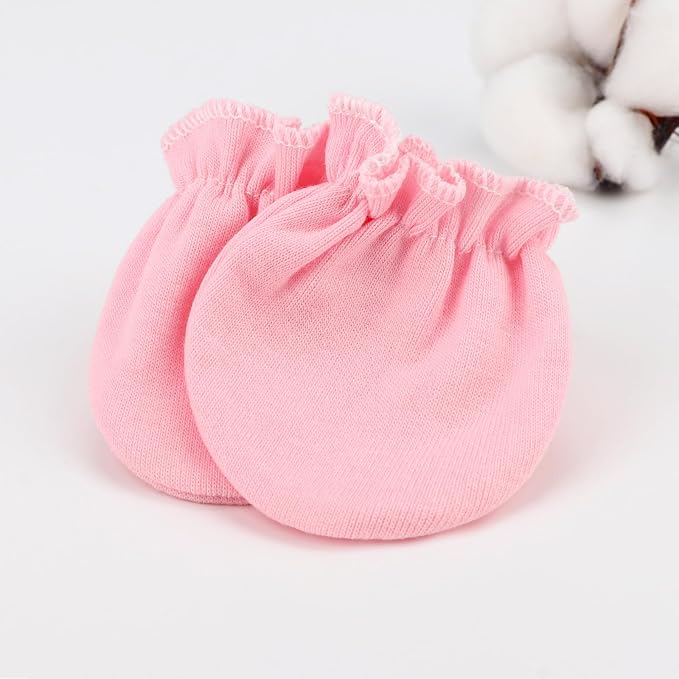 AQOKKA Newborn Baby Mittens No Scratch Cotton Elastic Wrist Gloves Infant - Image 5