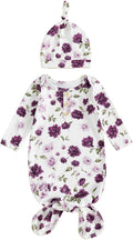 Newborn Baby Girl Floral Sleep Gown Headband Sleepwear Outfit by Merqwadd