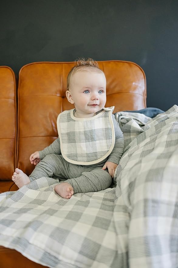 Mebie Baby Muslin Cotton Bib, 3 pack, Baby Bib Set for Burp, Spit Up, Drool, Bandana Bibs for Baby Boy or Baby Girl