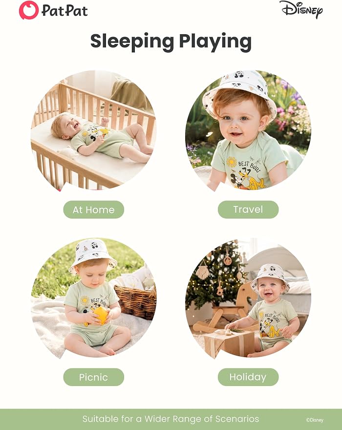 Disney Baby Boy's 2-Piece Romper and Sun Hat Outfit Set Newborn to Infant - Image 7