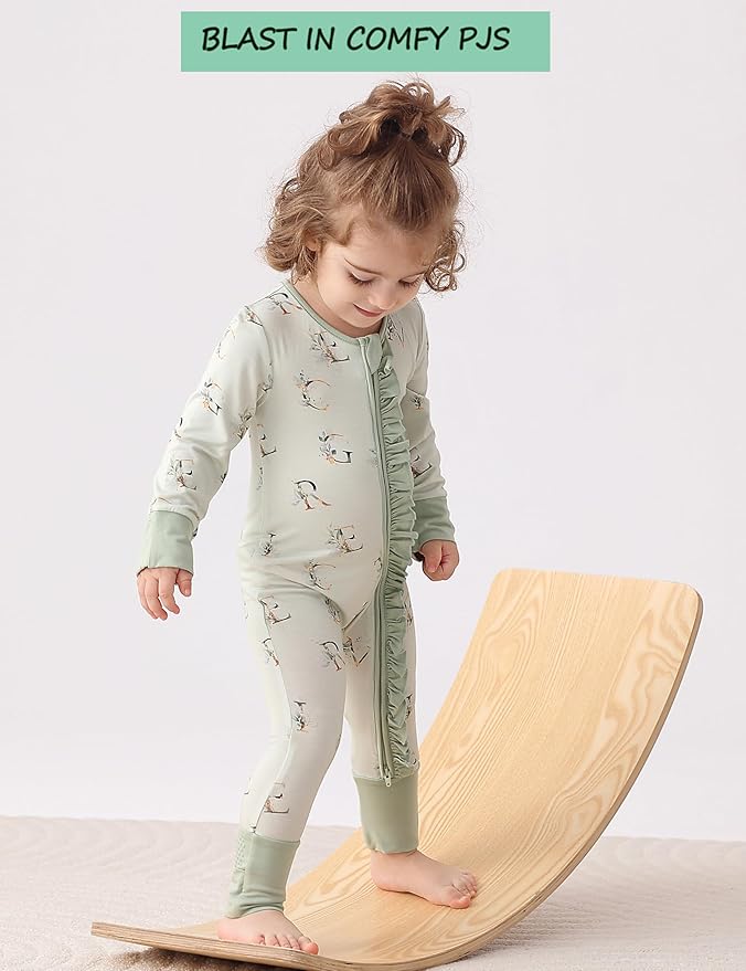 JunNeng Baby Girl Viscose from Bamboo Sleeper with Mitten Cuffs, 2 Way Zipper Romper, Sleep N' Play Pajamas 0-18 Months