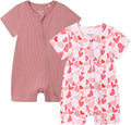 Bafeicao Baby Girl 2 Pack Bamboo Viscose Sleeper Romper | Short Sleeve by Bafeicao