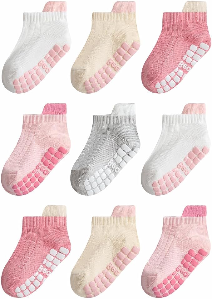 Non-slip Toddler Ankle Cotton Grip Socks Unisex 6M-5T by Bearbay