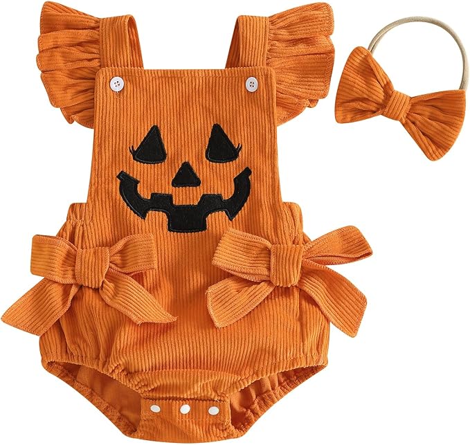 YINGISFITM My First Halloween Baby Girl Outfit Newborn Pumpkin Bubble Romper by YINGISFITM