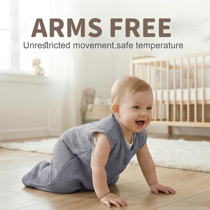 BSTOPPT 2 Pack Baby Sleep Sack 0-6 Months 100% Organic Cotton Muslin Baby - Image 2