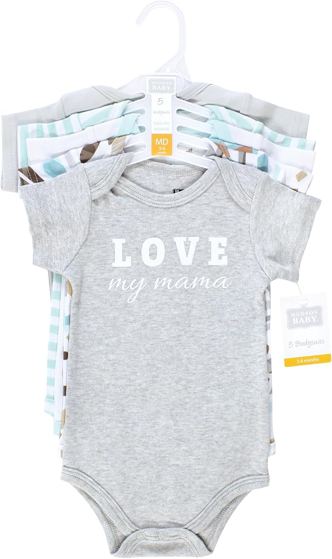 Hudson Baby Unisex Baby Cotton Bodysuits 5-pack - Image 2