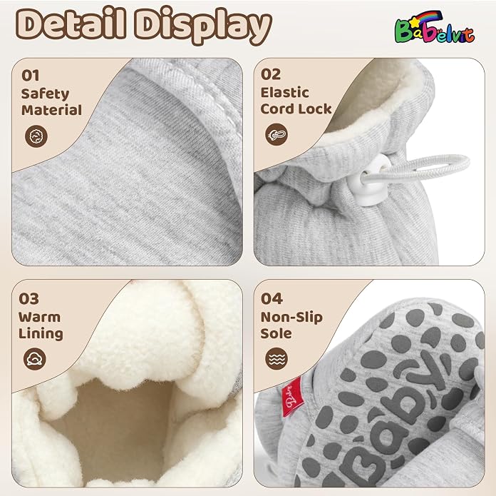 Babelvit Newborn Baby Boy Girl Soft Fleece Booties Stay On Infant Slippers - Image 6