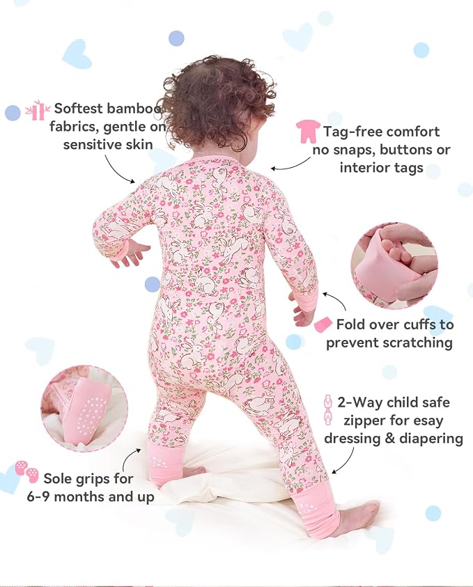 babee Reshinee Viscose Derived from Bamboo Baby Footie Pajamas Convertible - Image 2