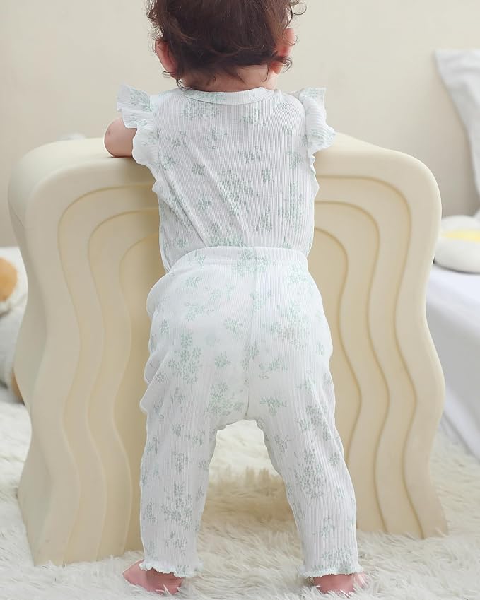 Baby Bodysuit and Pant Set Cotton Ribbed Mix Infant Girl Clothes | Unisex - Image 6