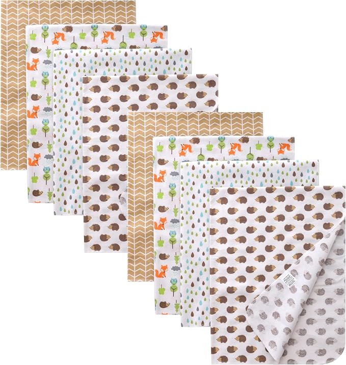Gina Era Cotton Flannel Receiving Blankets Baby 8 Pcs, Baby Swaddle Blankets by GinaEra