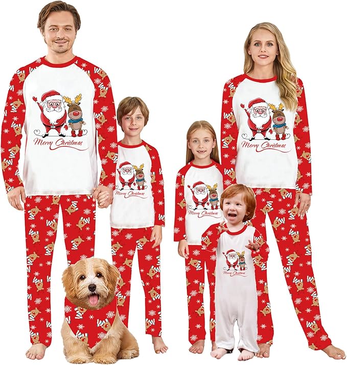 Awoscut Family Christmas Pajamas Matching Pajamas for Family, Xmas PJs Sets Holiday Sleepwear