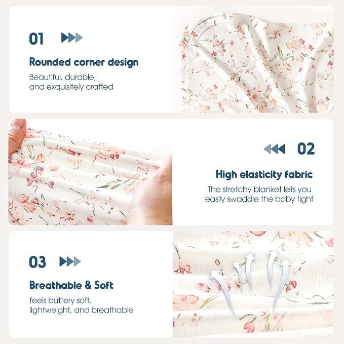2 Pack Newborn Swaddle Blanket, Ultra Soft Stretchy Jersey Knit Extra Large - Image 4