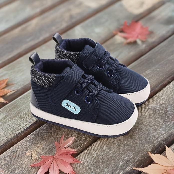 Meckior Toddler Baby Boys Girls High Tops Ankle Sneakers Soft Anti-Slip Sole PU - Image 4