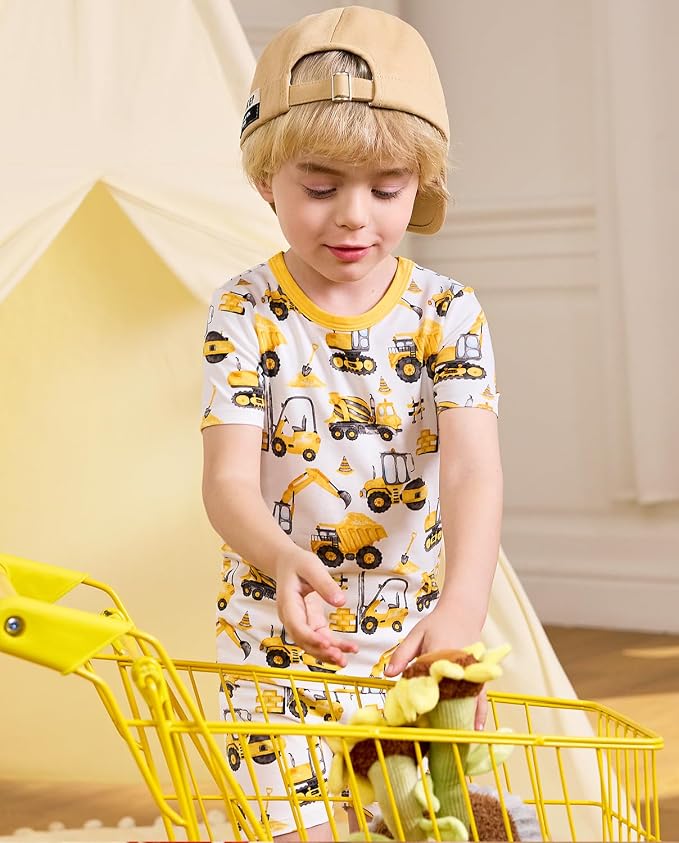 babee Reshinee Bamboo Viscose Toddler Boys Pajamas Set, Short Sleeve Kids - Image 8