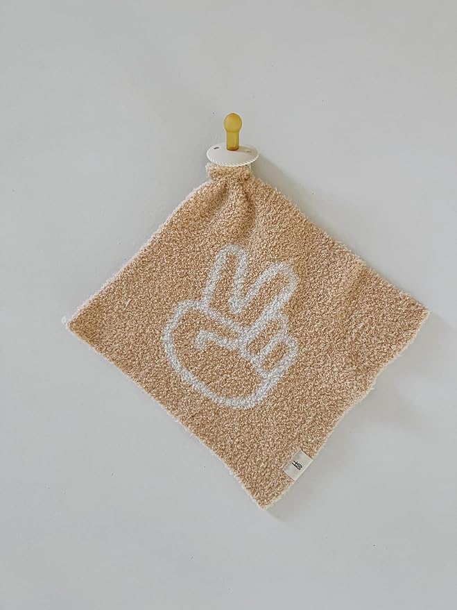 Forever French Baby | Lovey | Pacifier Holder | Lovey Gifts | Boy & Girl | Ideal for Age 0 Months & Up | Microfiber Feather Yarn (Peace Sign)
