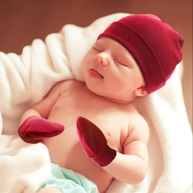 Newborn Baby Hats and Mittens Set Infant Beanie Cap Toddler Gloves Newborn - Image 6