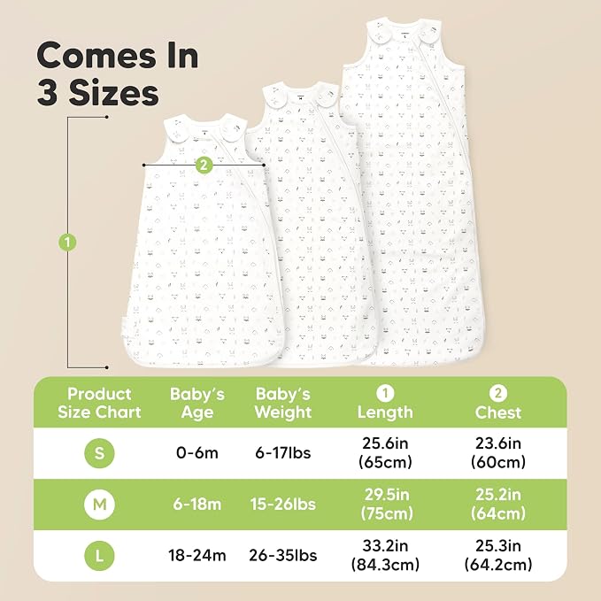 2-Pack Organic Baby Sleep Sacks, 100% Cotton 0.5TOG - Image 6