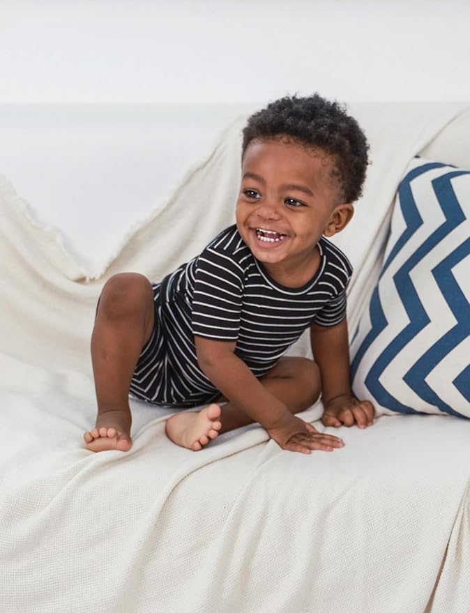 AVAUMA Stripe Pattern Baby Boys Girls Pajama Set Kids Toddler Snug fit Ribbed - Image 5