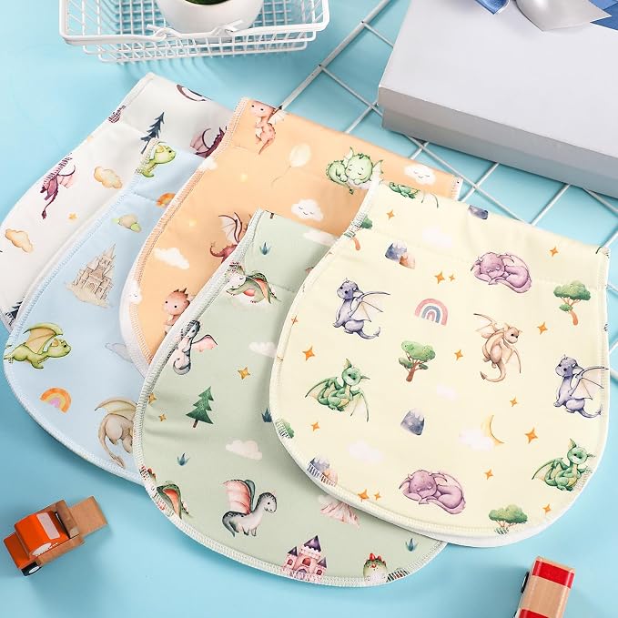 SmoothNovelty 5 Pack Watercolor Dragon Pattern Baby Burp Cloths Soft Absorbent - Image 6