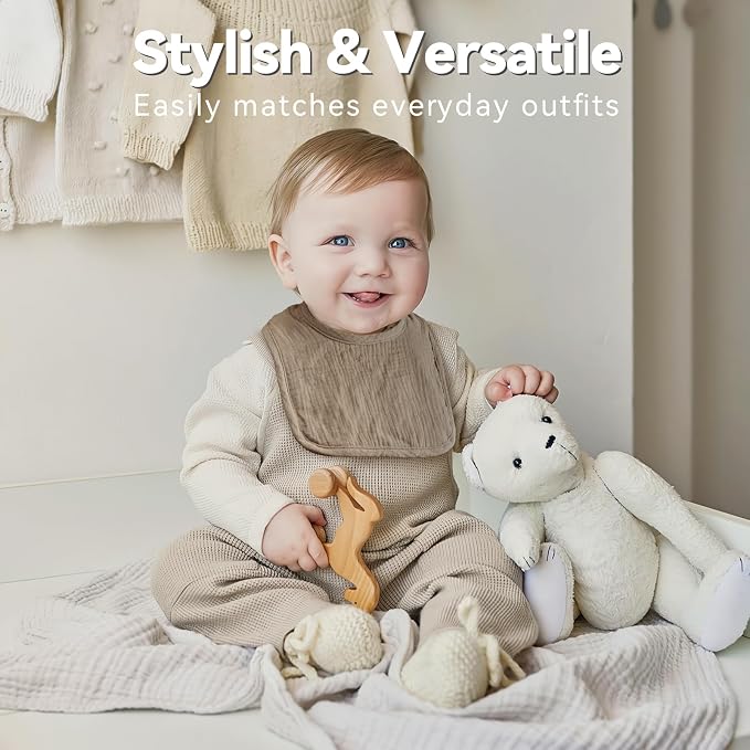 Muslin Baby Bibs for Unisex Boys Girls, Cotton Drool Bibs, Adjustable Newborn - Image 2