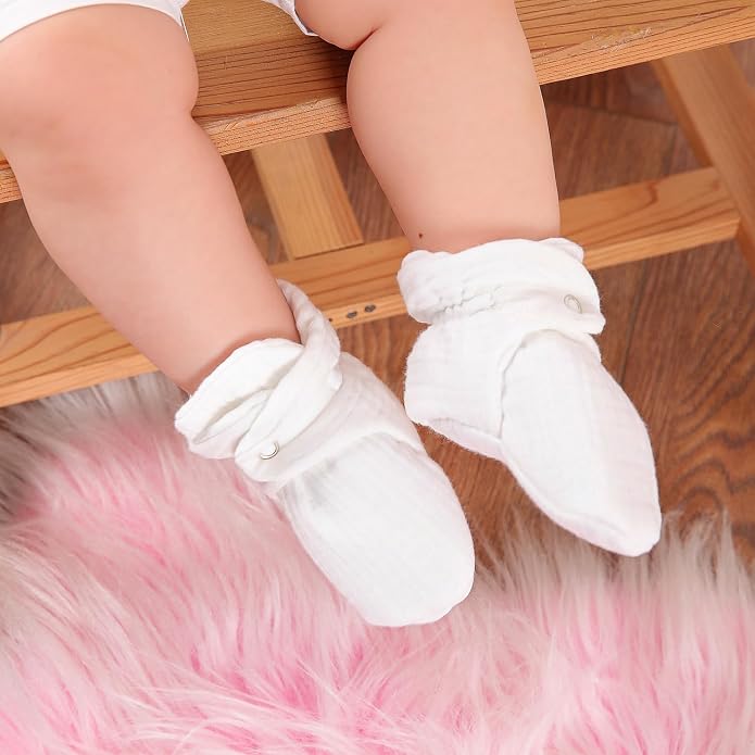 Ella Bonna Baby Booties Organic Cotton Muslin Newborn Baby Slippers Baby Boy - Image 2