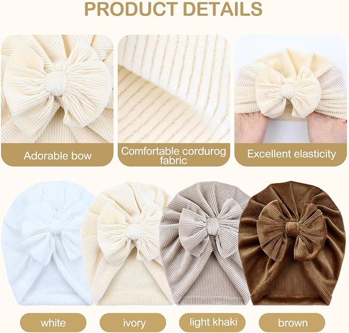 Cinaci 4 Pieces Baby Girls Turban Hats - Image 3