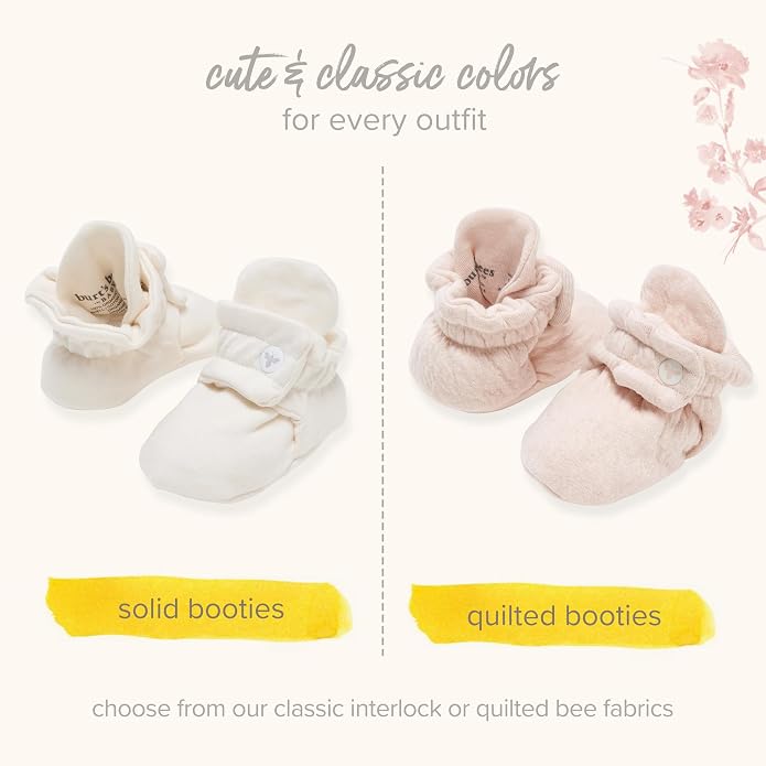 Burt's Bees Baby Unisex 100% Organic Cotton, Adjustable Booties | Easy-on and - Image 7