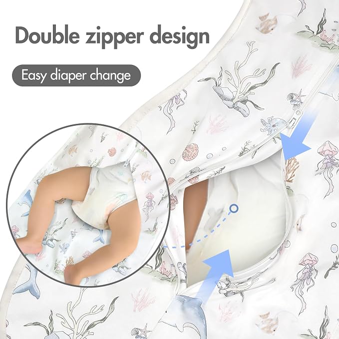 ANYEDDE 2-Pack Baby Sleep Sack 6-9 Months, Dolphin Cotton Arms Up Swaddle | - Image 7