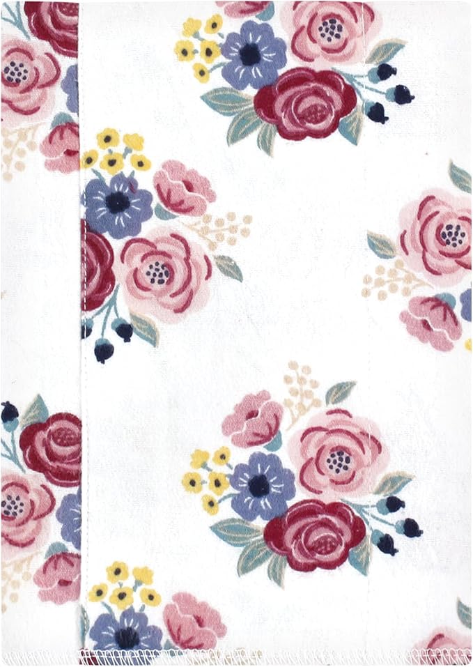 Luvable Friends Hudson Baby Flannel Burp Cloths 7pk, Rose Navy Bloom - Image 2