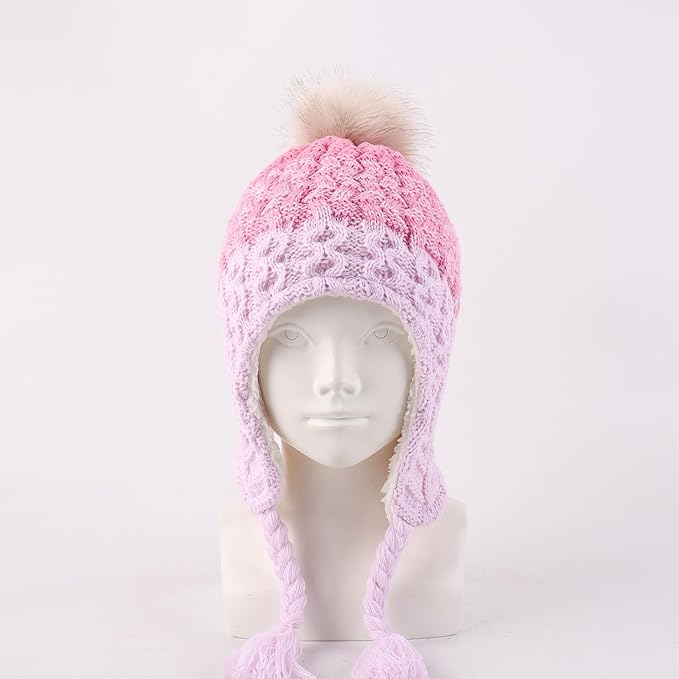 LANGZHEN Toddler Kids Infant Winter Hat,Earflap Knit Warm Cap Fleece Lined Beanie for Baby Boys Girls