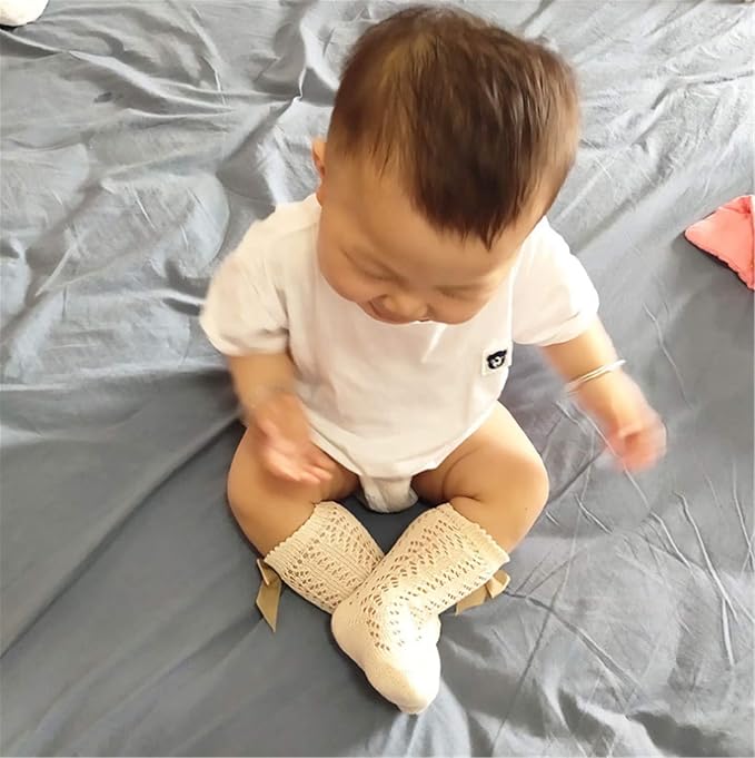 Baby Girl Knee-High Socks Toddlers Bow Stockings Newborn Infant Princess Frilly - Image 4