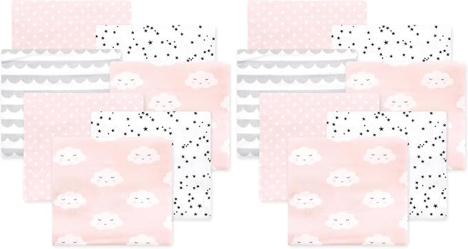 Hudson Baby Little Treasure Cotton Poly Flannel Receiving Blankets Multipack by HudsonBaby