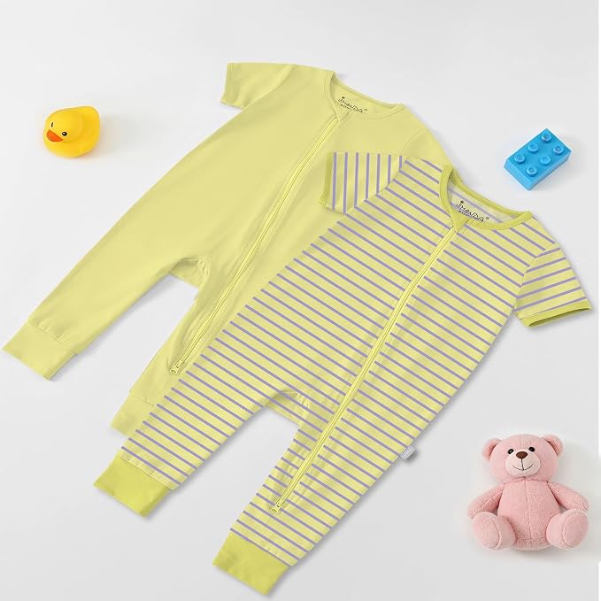 Jimonda Baby Romper Short Sleeve Cotton Pajamas 2-Way Zipper - Image 6
