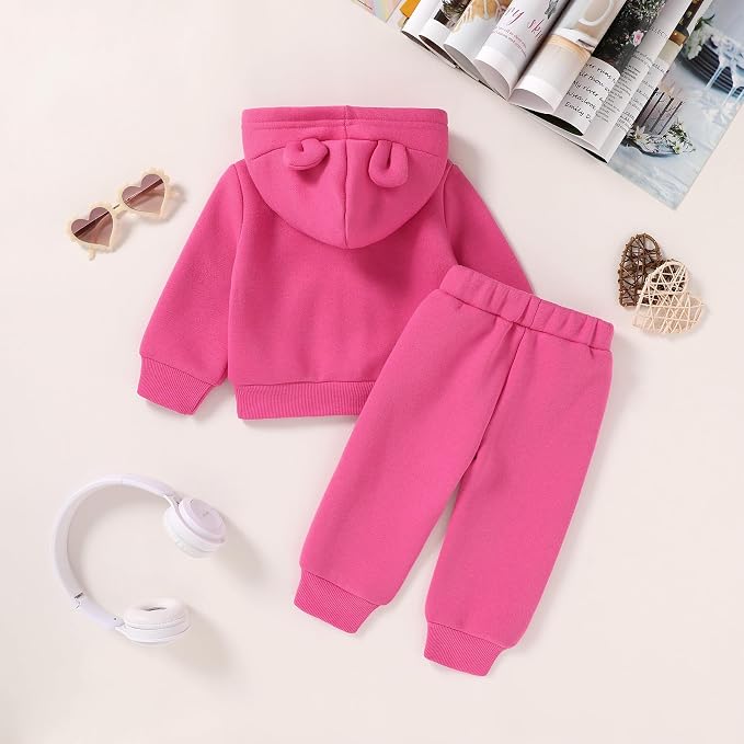 Happy Town Baby Clothes for Girls Boys Clothes Solid Color Zipper Hoodie and - Image 3